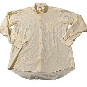 IZOD Button Down Shirt Men's Large 16.5 34/35 Yellow Solid Stretch Regular Fit